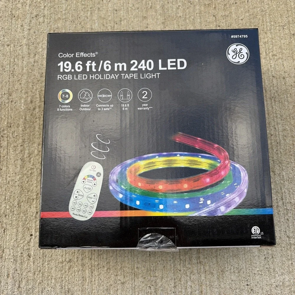 19.6 Foot GE Color Effects 180 LED Light Multicolor Christmas Tape Lights
